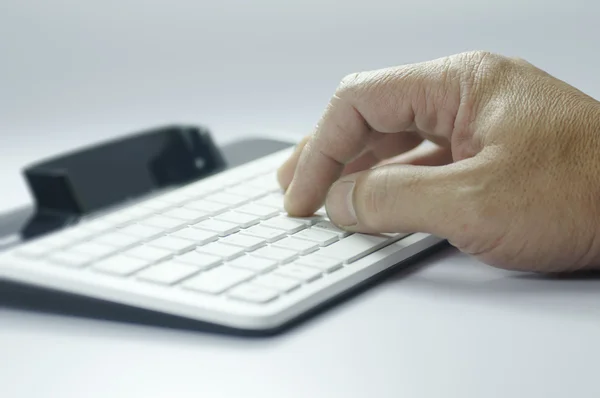 Typing on White Keyboard — Stock Photo, Image