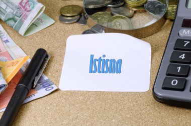 Istisna (Progressive Financing) word - Islamic Finance clipart