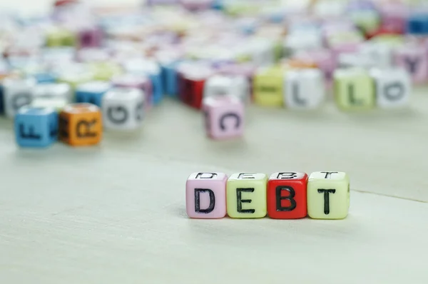 Debt word on dices — Stock Photo, Image