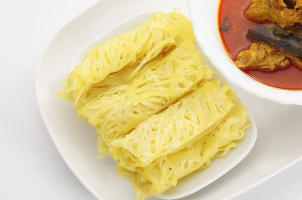 Roti Jala and Chicken Curry — Stock Photo, Image