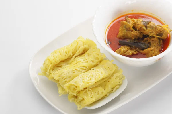 Roti Jala and Chicken Curry — Stock Photo, Image