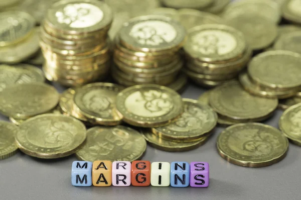 Margin Text and Gold Coins — Stock Photo, Image