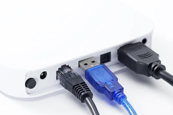 LAN-kabel, USB-kabel och HDMI-kabel — Stockfoto