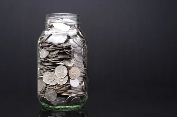 Glass Jar with Coins — Stock Photo, Image