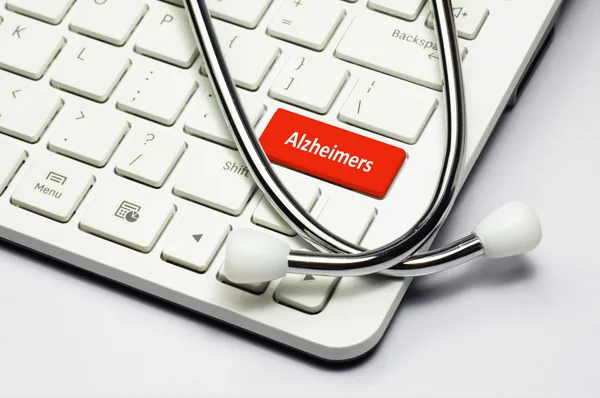 Keyboard, Alzheimers text and Stethoscope — Zdjęcie stockowe