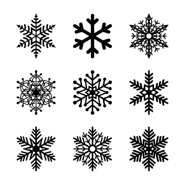 Vector snowflakes set. Holiday illustration. Snow New Years ornate. Christmas element Snowflake silhouette clipart. Winter decoration. — Stock Vector