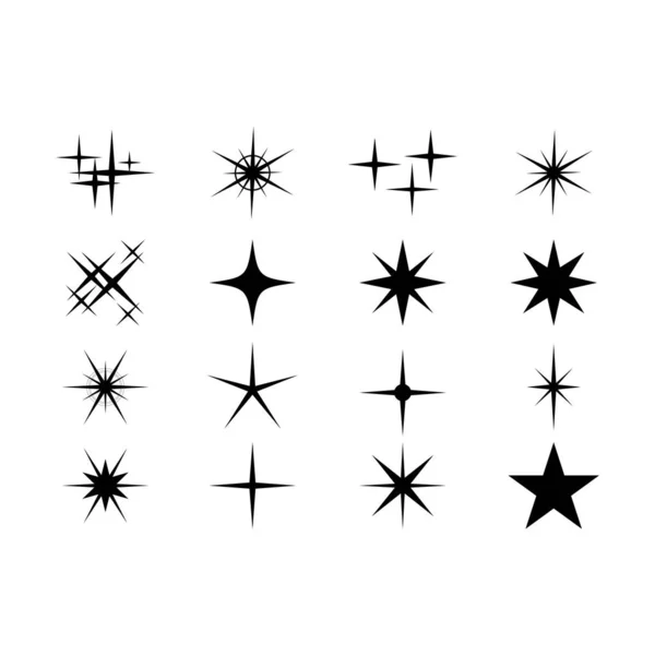 Conjunto de estrellas centelleantes aisladas sobre fondo blanco. Ilustración vectorial Brillos mínimos aislados en blanco. Estrella símbolos. — Vector de stock