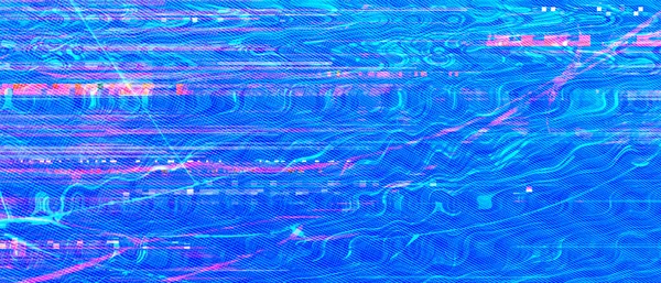 Écran Dispositif Cassé Avec Fissures Image Glitchy Artefacts Signal Dysfonctionnement — Photo