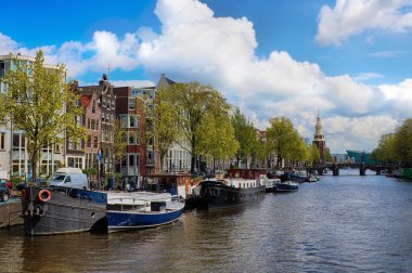 Canal in the old city of Amsterdam, Netherlands