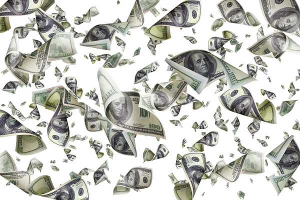 Flying dollars isolated on white background — Stock Photo, Image