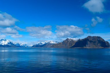 Norveç'te Lofoten adaların deniz manzarası