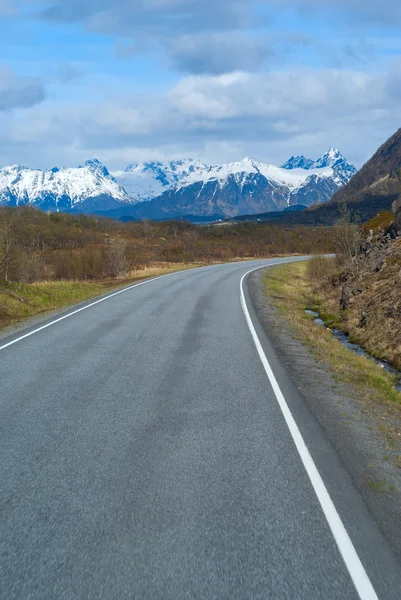 Grå asfaltväg i norska bergen — Stockfoto