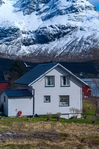 Casa solitaria bajo la montaña — Foto de Stock