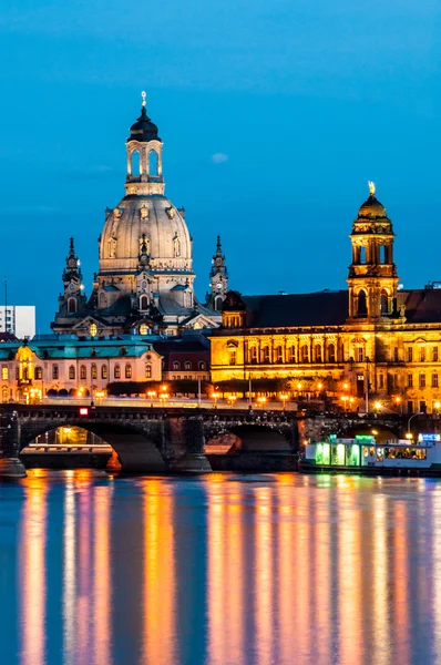 Dresden på natten Royaltyfria Stockbilder