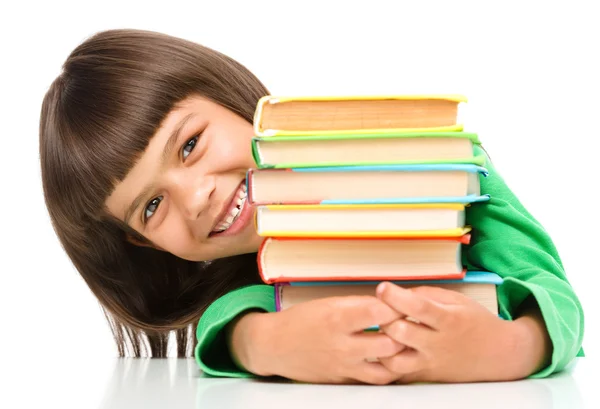 Meisje met haar boeken — Stockfoto