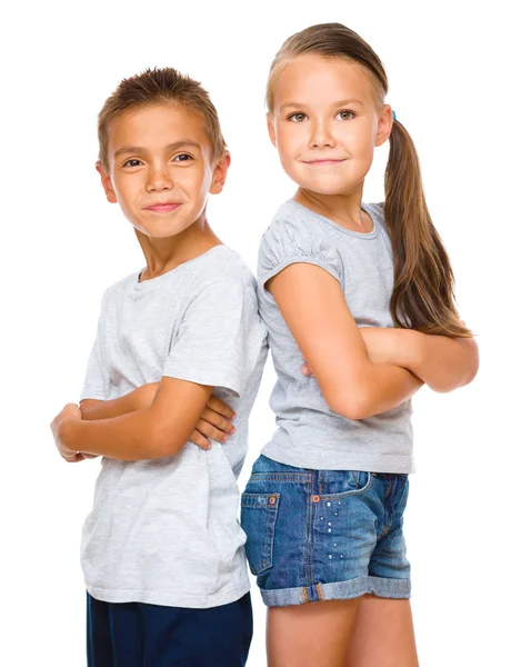 Retrato de menina e menino — Fotografia de Stock