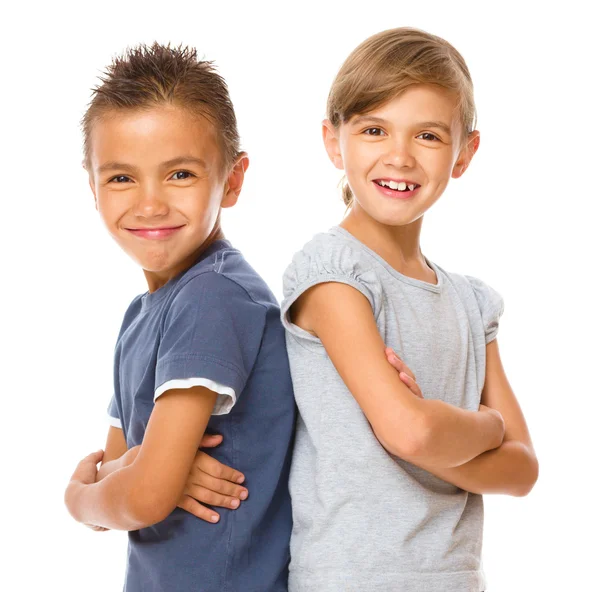 Portret van meisje en jongen — Stockfoto