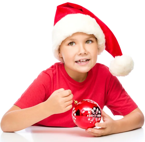 Jovem mulher feliz em pano de Natal — Fotografia de Stock