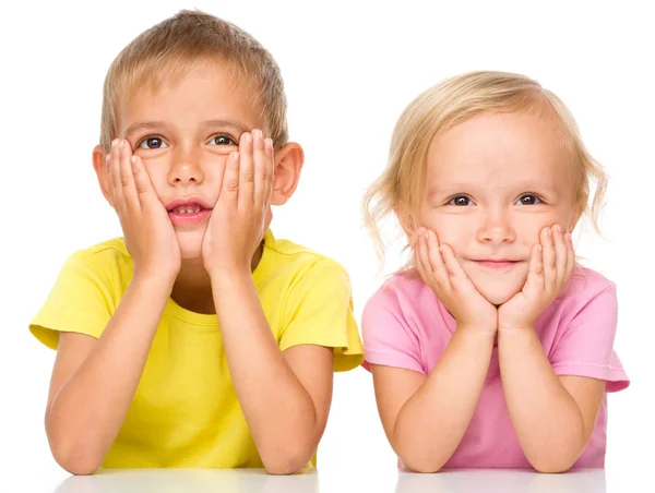 Portrait of a cute little girl and boy — Stock Photo, Image