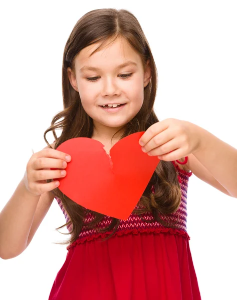 Portrait of a happy little girl in red — Stock Photo, Image