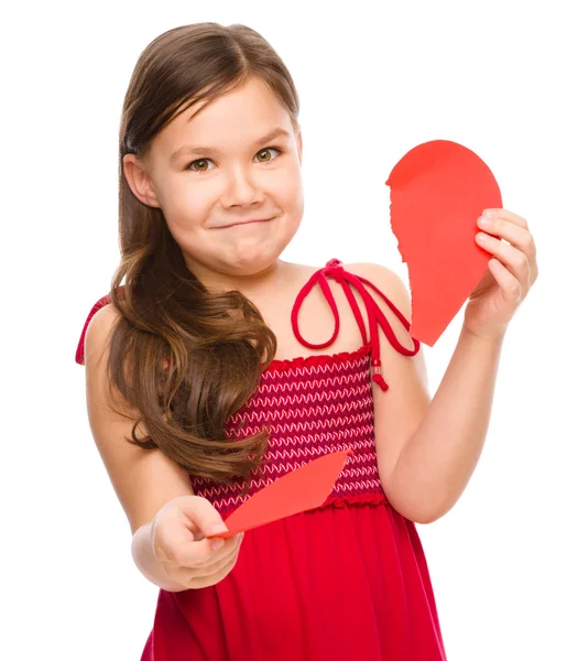 Portrait of a happy little girl in red — Stock Photo, Image