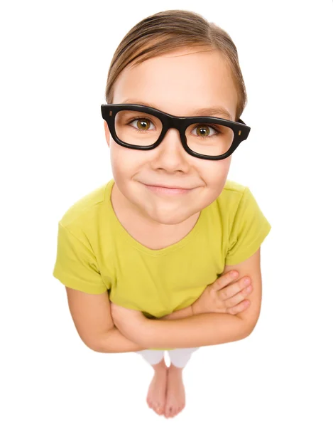 Portret van een klein meisje dragen van een bril — Stockfoto