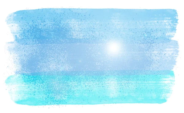 白い背景に隔離された海の上に太陽と水彩抽象的な風景 コンピュータによるイラスト — ストック写真