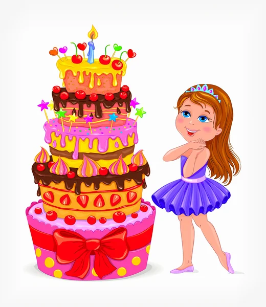 女の子のための誕生日ケーキ — ストックベクタ