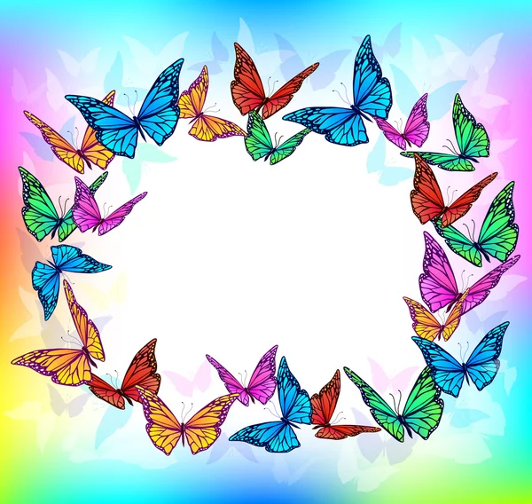 Luminoso cornice bianca farfalla — Vettoriale Stock