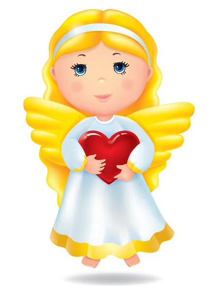 Angel with red heart — Stock Vector