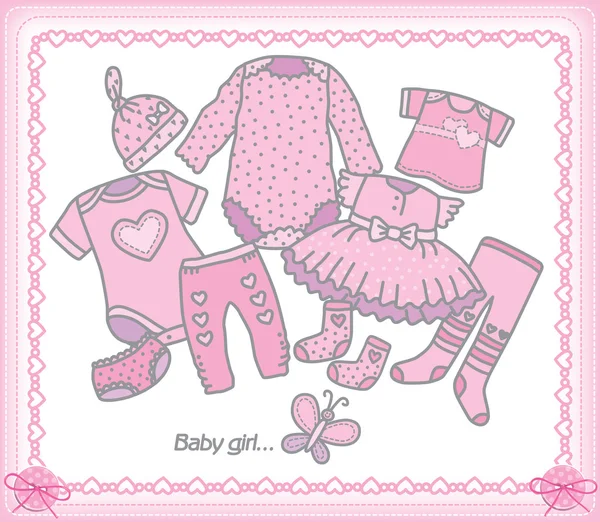 Babykleidung für Mädchen — Stockvektor