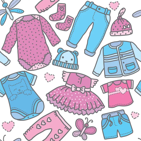 Seamless pattern children clothing — Stock Vector