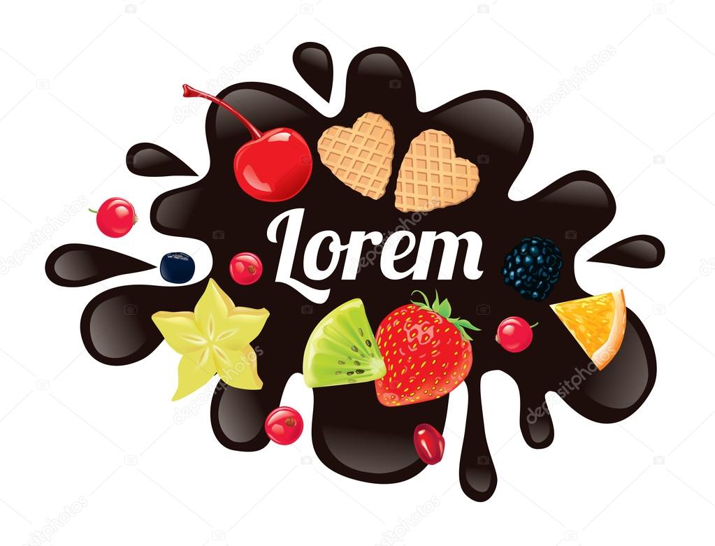 Different colored fruits in chocolate