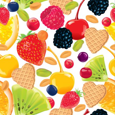 Meyve, fındık, waffle seamless modeli