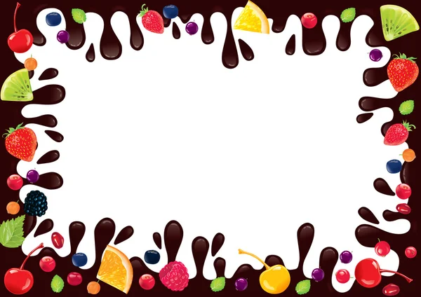 Frame choklad frukt — Stock vektor