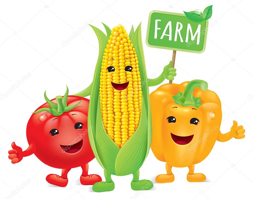 Funny vegetables with board farm