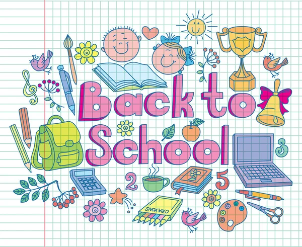 Back to school composition color — Stock Vector