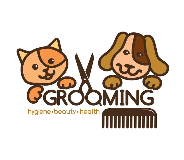 Grooming animali domestici logo — Vettoriale Stock