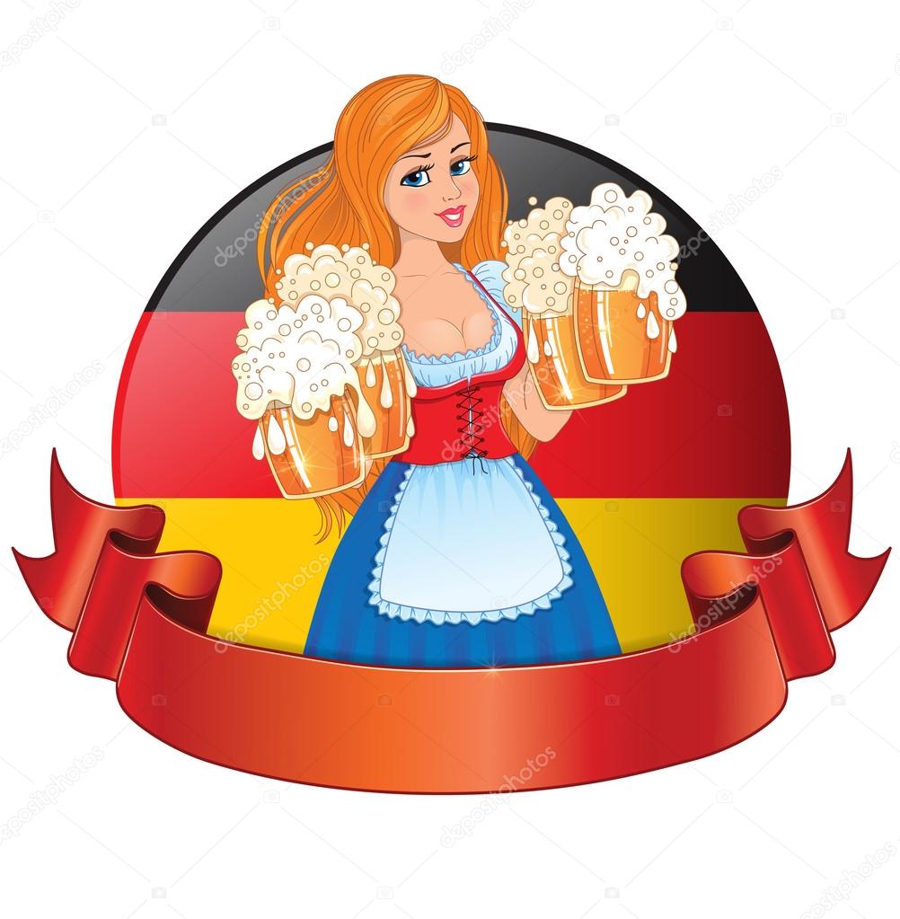 Logo Bavarian girl with beer
