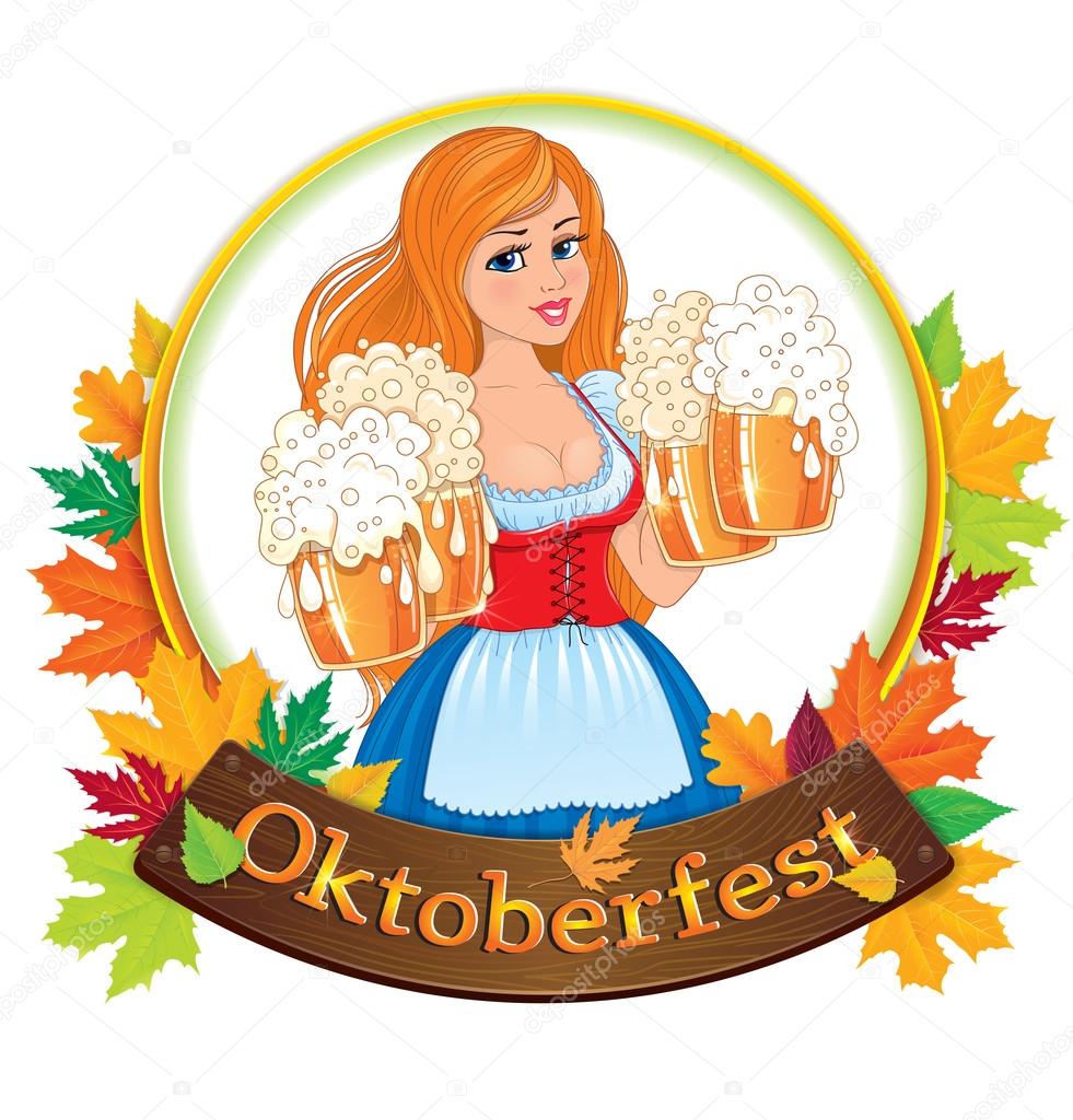 Oktoberfest girl with beer