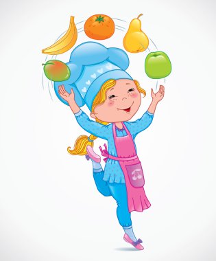 Bebek aşçı meyve juggles