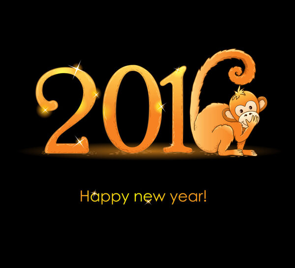 Новогодняя открытка с обезьяной 2
