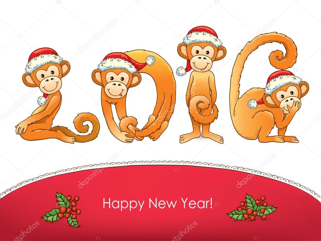New year card monkey