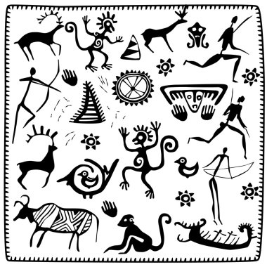 Afrika petroglyph sanat öğeleri ayarla