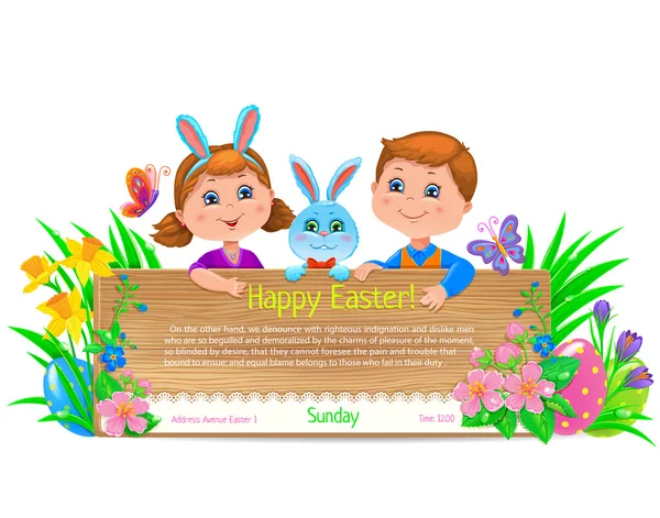 Wielkanoc wakacje dzieci transparent — Wektor stockowy