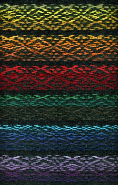 Hand-woven fabrics in colors of the spectrum — Stock Photo, Image