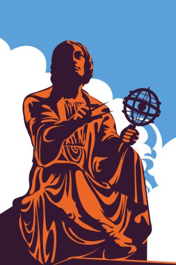 Anıt, memorial astronom Nicolaus Copernicus, Varşova, Polonya, vektör çizim