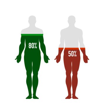 Enerji, bağışıklık veya su dengesi ikonu, yüzde seviyesi, grafik, yaratıcı bilgi tasarımı, iş konsepti, izole edilmiş, beyaz üzerine vektör çizimi
