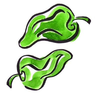 beyaz zemin üzerine yeşil biber yakın çekim