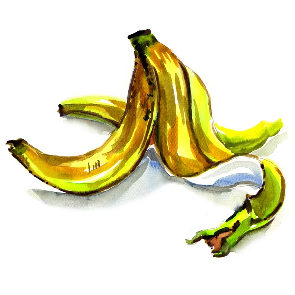 Banán bőr elszigetelt fehér background — Stock Fotó